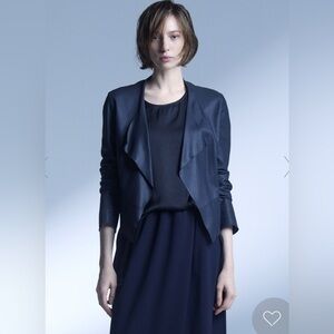 Raw+ Femme Black Goatskin Leather Cascading Open Jacket Size 8 Grunge Moto